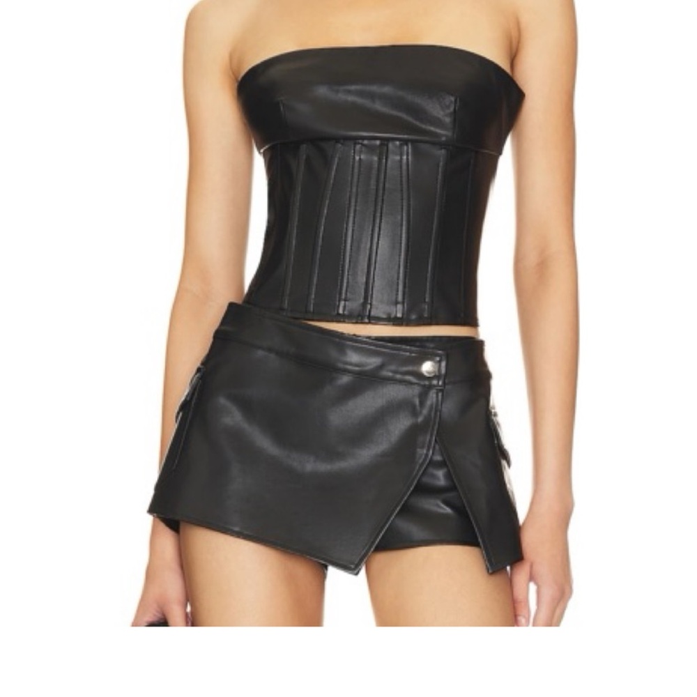 Black superdown corset and skort set- worn once